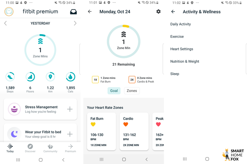Man sieht die Fitbit App.